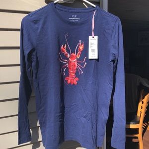 Girls, Vineyard vines, size large, long sleeve, graphic, tee lobster. Deep bay.